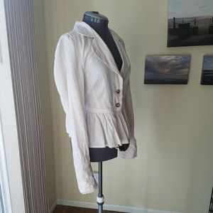 Free People linen & cotton ruffle blazer